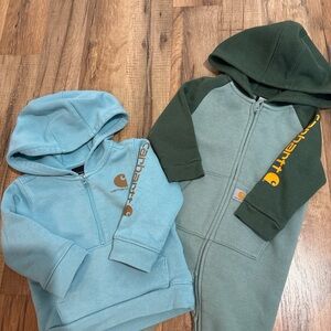 Carhartt Kids' Hoodies in Light Blue and Forest Green 9M